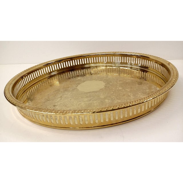 24k Gold Plated Carved Serving Tray Chairish