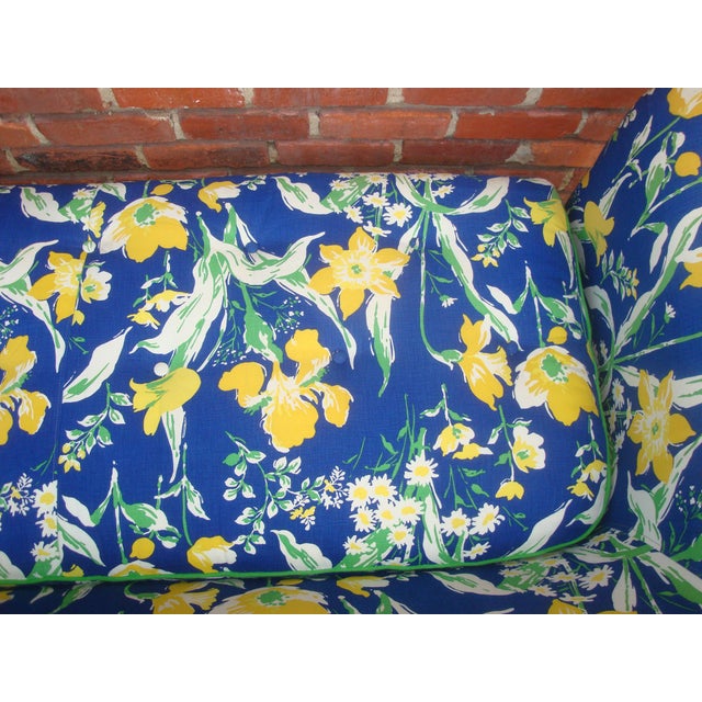 1970s Blue & Yellow Floral Sofa by Highland House of Hickory Chairish