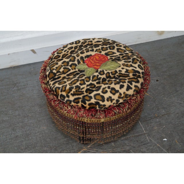 Leopard Print & Rose Round Ottoman Chairish