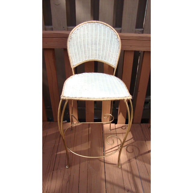 Gilt Wicker Wrought Iron Bar Stools A Pair Chairish