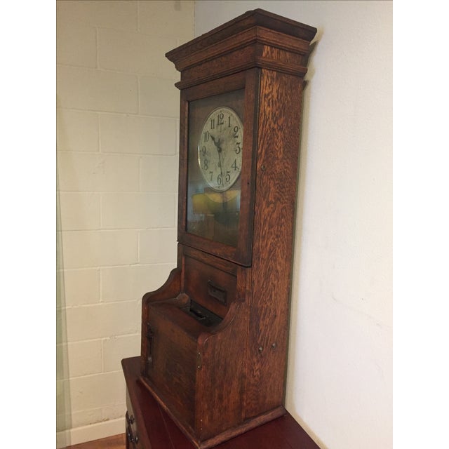 Antique Time Clock Punch Recorder Made of Quartersawn Oak Chairish
