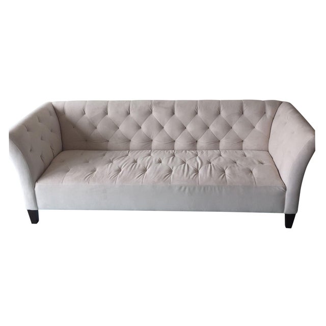 Tufted Sofa in Ivory Velvet Chairish