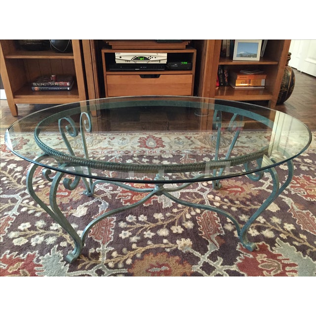 Wrought Iron Coffee Table With Glass Top | Chairish