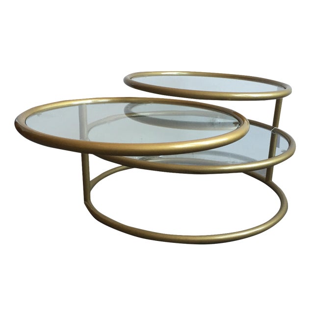 Milo Baughman Style Swivel Tiered Coffee Table Chairish