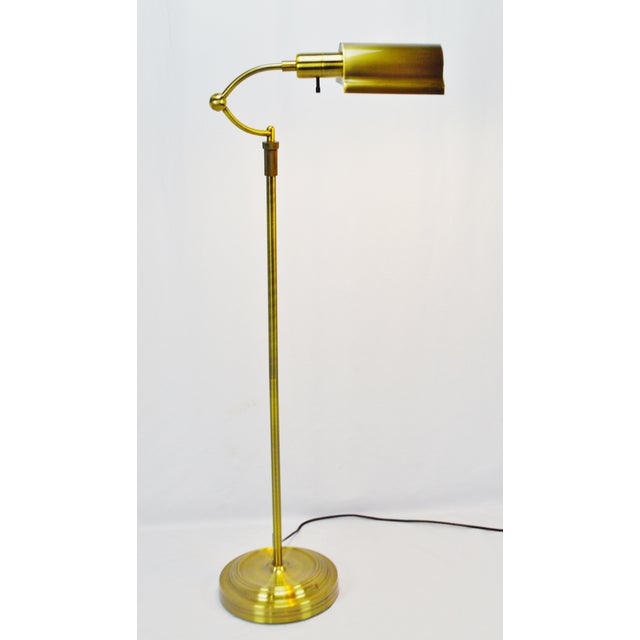 Vintage Metal Telescoping Bankers Floor Lamp Antiqued Brass Finish