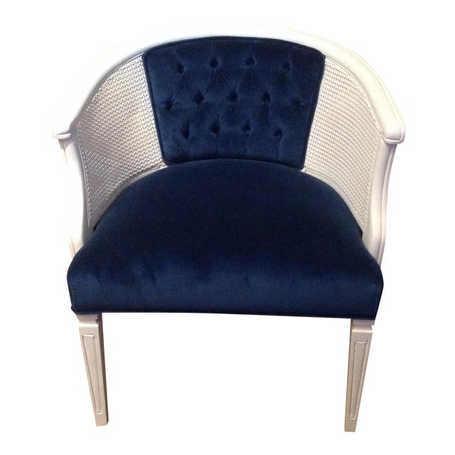 Vintage White Velvet Fabric Chair Chairish