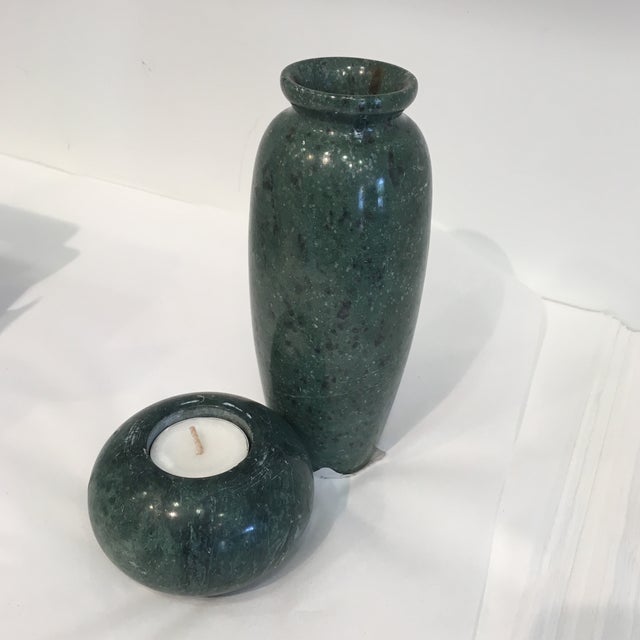 Vintage Green Marble Vase & Votive A Pair Chairish