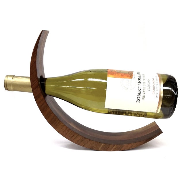 Curved Wood Floating Wine Bottle Holder Chairish
