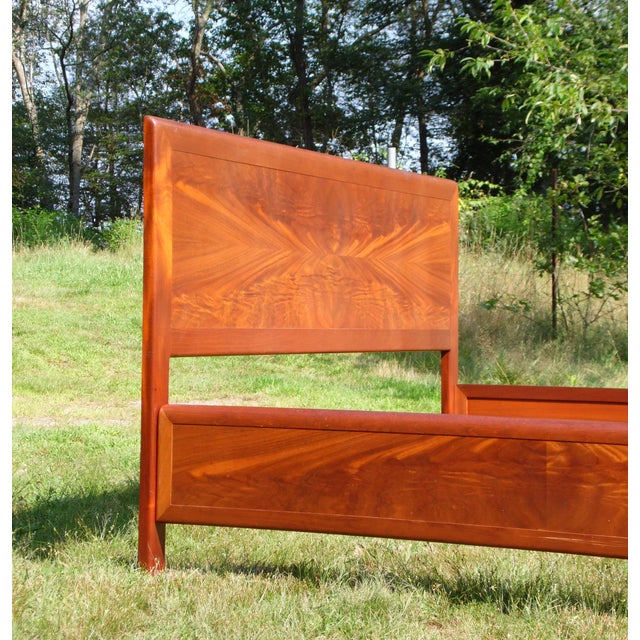 Vintage Mid Century Modern Solid Walnut King Size Bed Modernist Bed Frame | Chairish