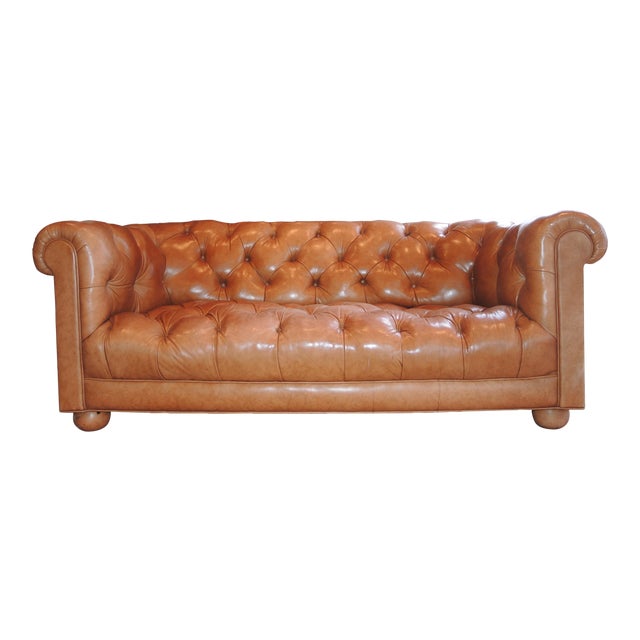 Vintage Chesterfield Leather Sofa With Goose Down Chairish