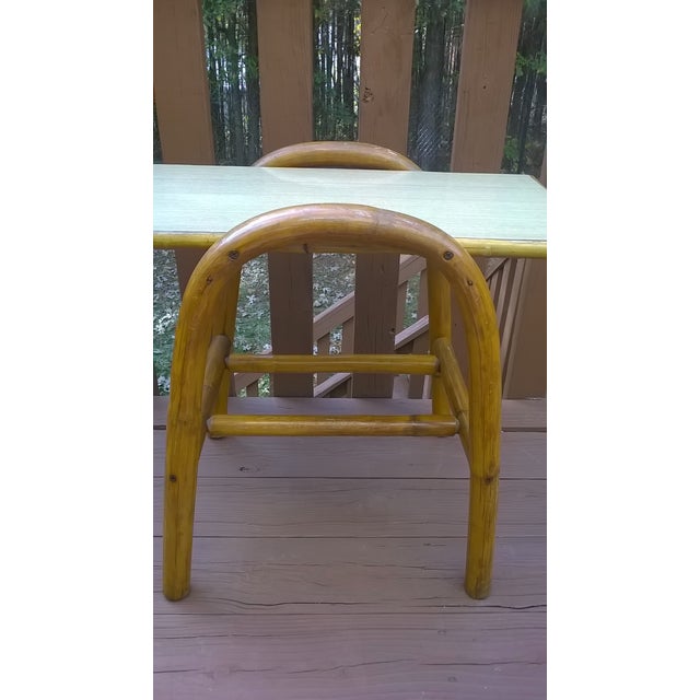 Vintage Bamboo Bent Wood Rattan Table Chairish