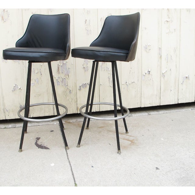 Vintage 1960s Black & Chrome Bar Stools Chairish