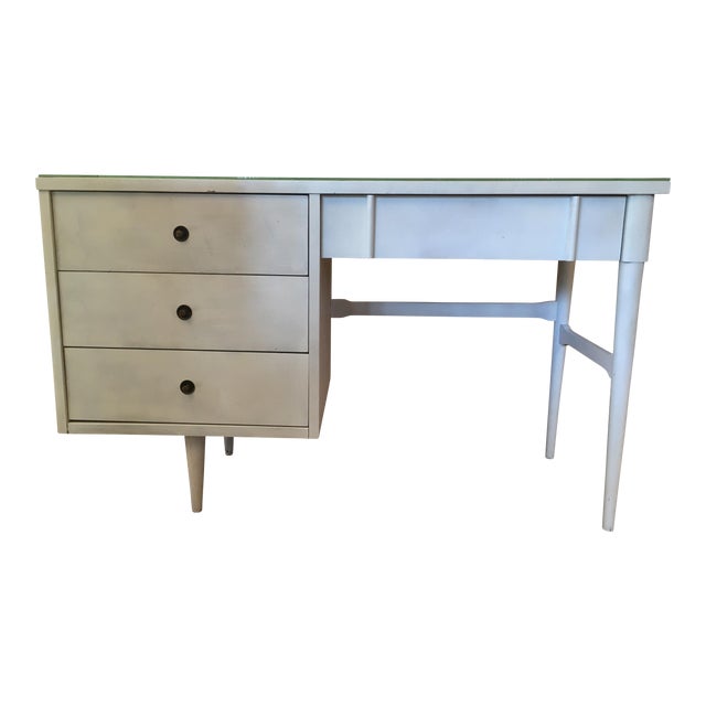 Vintage Bassett MidCentury Modern 4 Drawer GlassTopped Desk Chairish