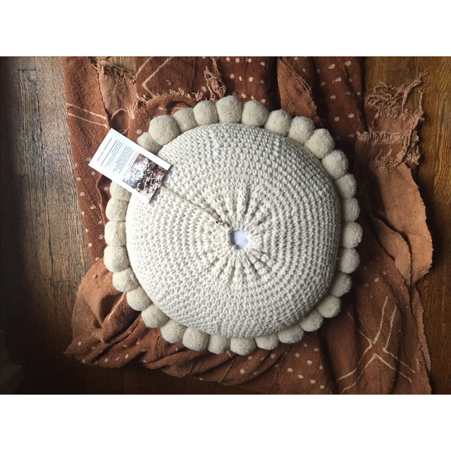 Large Bohemian Round Wool Floor Pillow With Poms Chairish