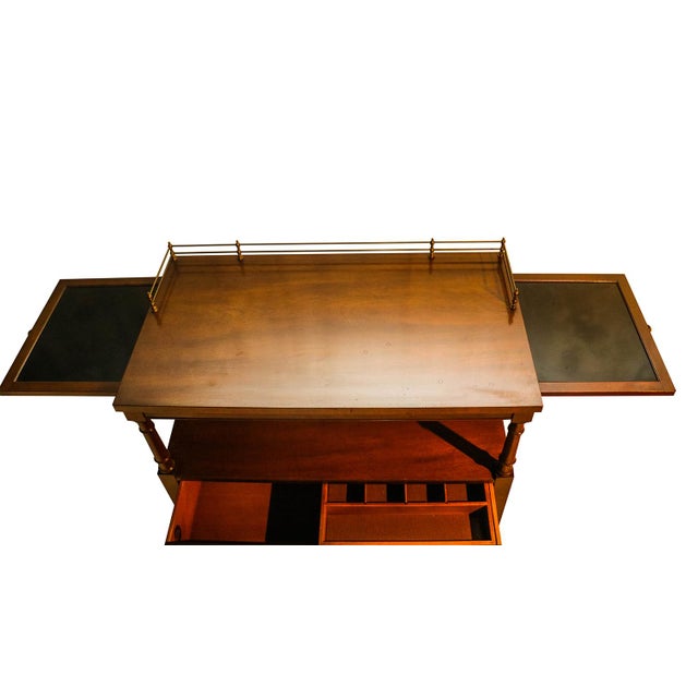 Kittinger Mahogany Rolling Buffet bar Server Cart with Brass Gallery