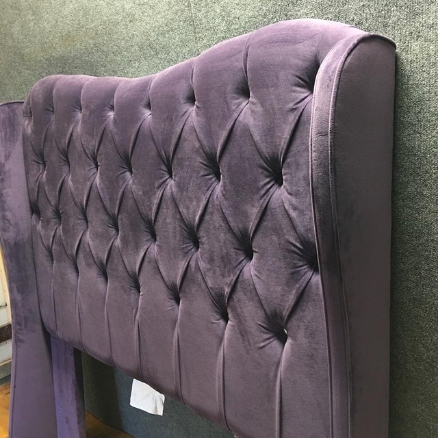 Furniture of America Velvet Purple Tufted Queen Headboard Chairish