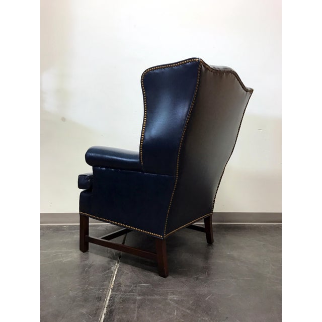 HANCOCK & MOORE Navy Blue Leather Chippendale Wing Chair ... Did you scroll all this way to get facts about wingback chair blue?