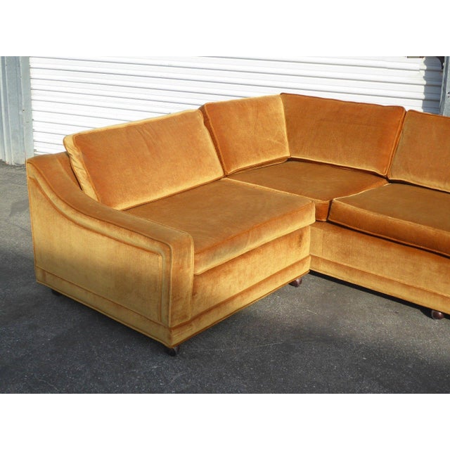Mid Century Modern Orange Velvet Sectional Sofa Chairish