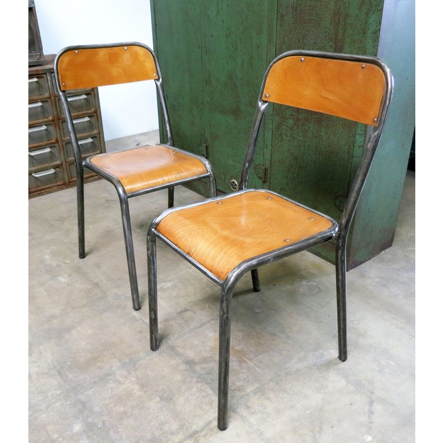 French Vintage Industrial Factory Chairs A Pair Chairish