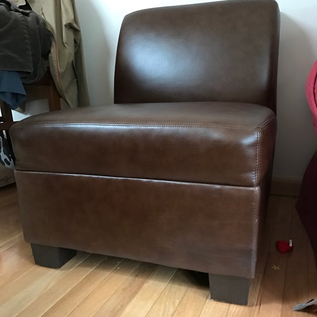 Pottery Barn Trevor Armless Leather Chair Chairish