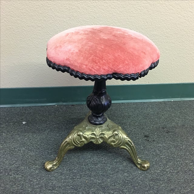 Antique Cast Iron & Velvet Piano Stool Chairish