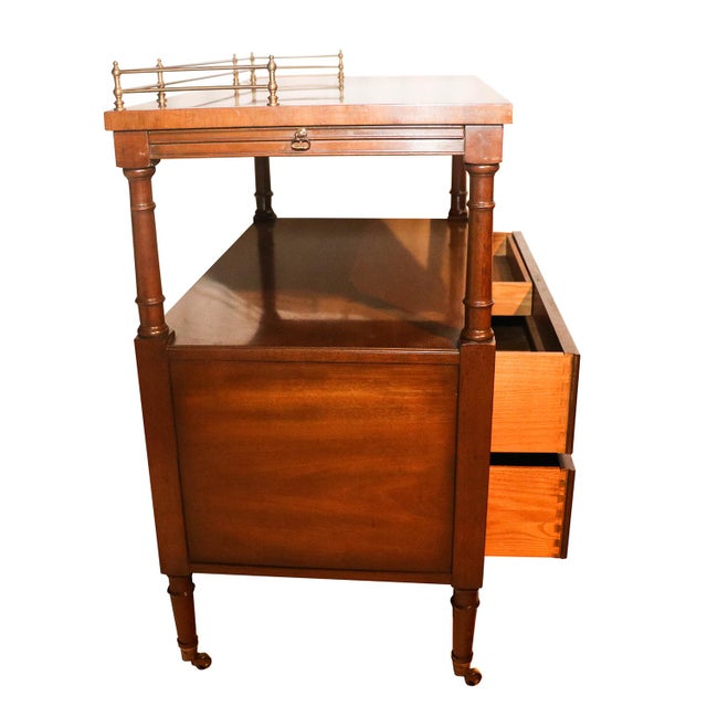 Kittinger Mahogany Rolling Buffet bar Server Cart with Brass Gallery