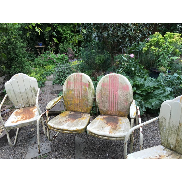 Mid-Century Metal Glider & Chairs - Set of 3 | Chairish