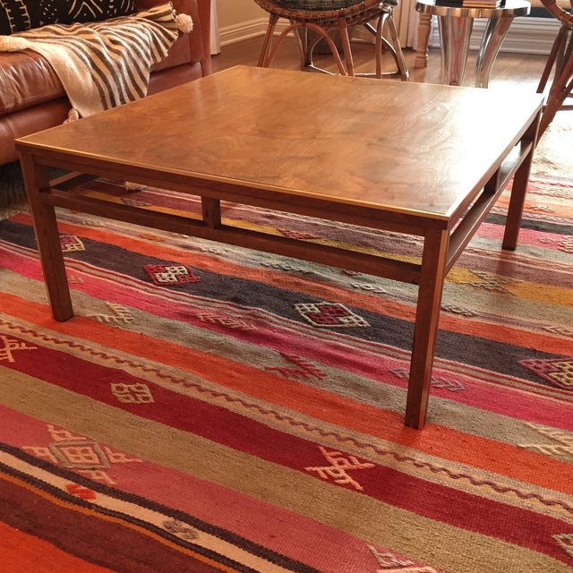 Vintage Walnut and Brass Square Coffee Table Chairish