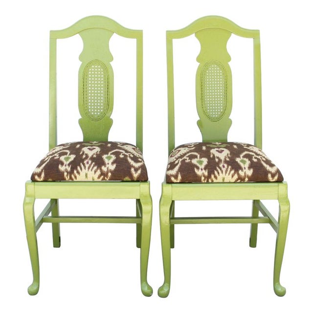 Lime Green Vintage Dining Chairs - A Pair | Chairish