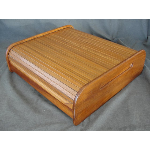 Vintage Teak Roll Top Desk Organizer Chairish