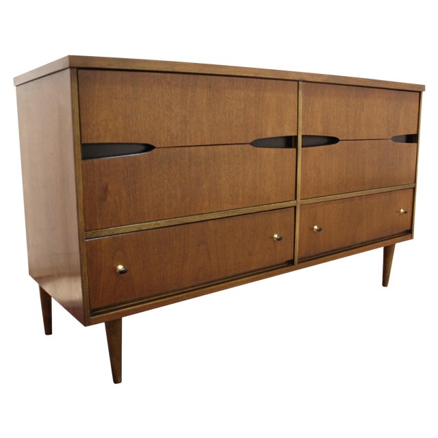 Bassett MidCentury Pencil Leg Walnut Credenza Chairish