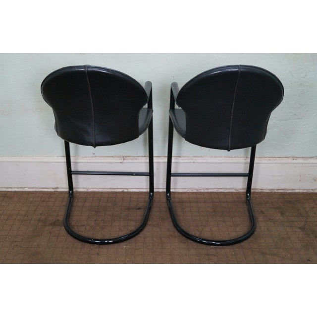 Italian High Grade Black Leather Counter Stools Set of 4 Chairish