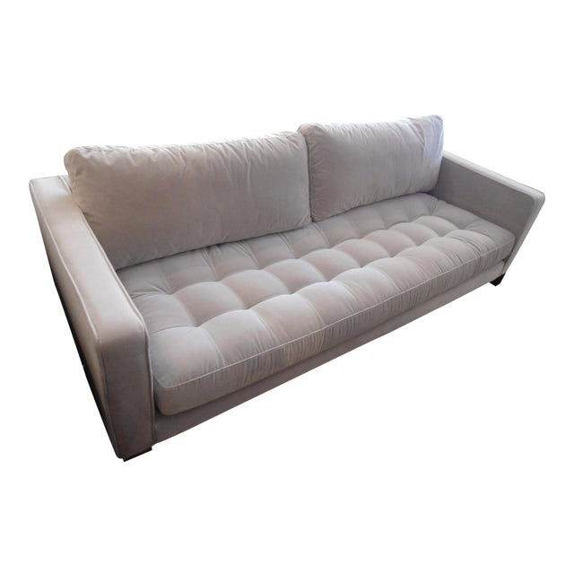 Intuition Light Gray Velvet Sofa | Chairish