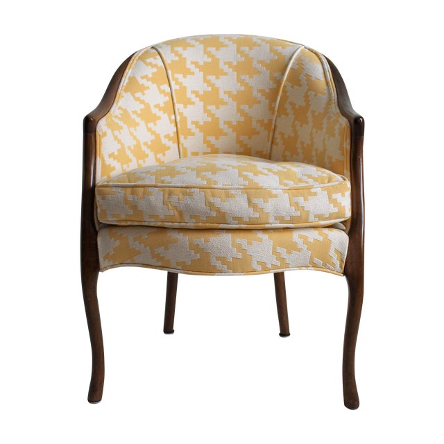 Yellow & White Upholstered Accent Chair Chairish