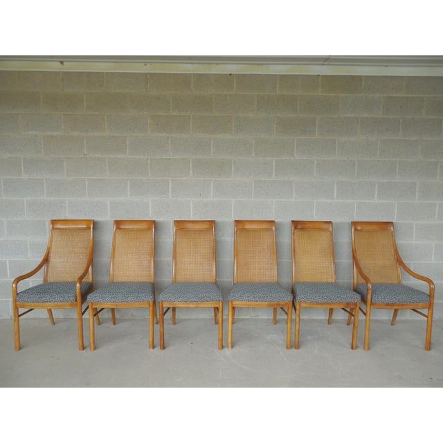 Drexel Heritage Danish Modern Style Pecan Wood Dining Chairs Set of 6