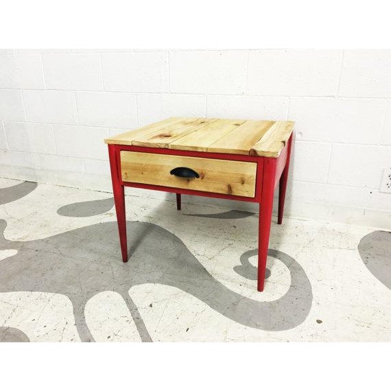 Upcycled Pine Wood One Drawer End Table Chairish