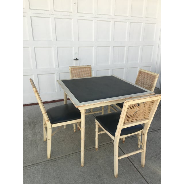Stakmore Faux Bamboo Foldable Vintage Game Table & Chairs Chairish