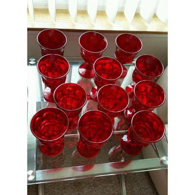 Mid Century Bright Red Water Goblets Set of 6 Chairish