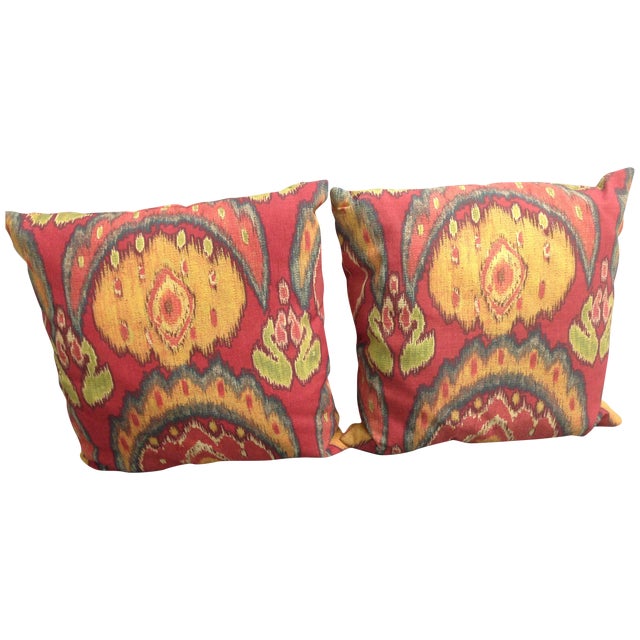 Colorful Outdoor Ikat Pillows A Pair Chairish