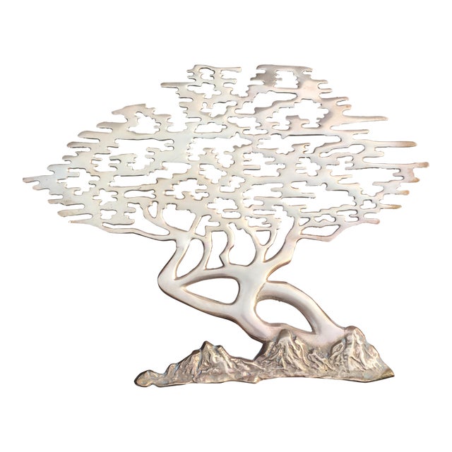 MidCentury Solid Brass Bonsai Tree Wall Hanging Chairish