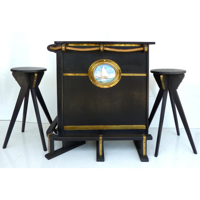 1950's Nautical Theme Dry Bar & Stools- Set of 3 | Chairish A wide variety of counter height bar stools options are available to you, such as appearance, specific use.