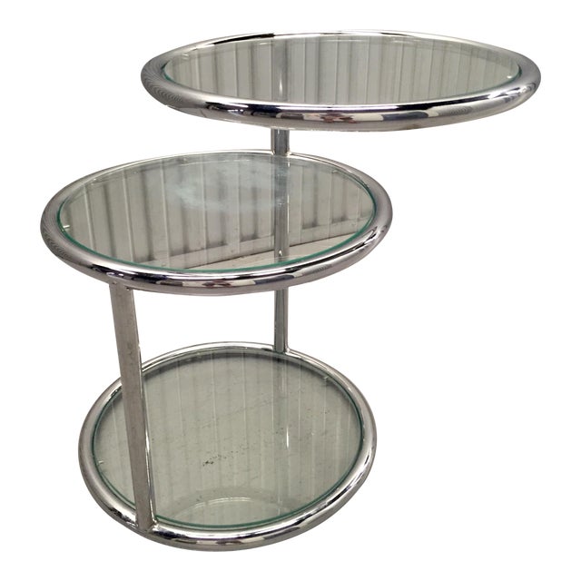 Milo Baughman Style Chrome & Glass Side Table | Chairish