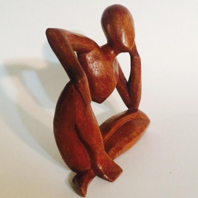 Wooden Hand Carved Abstract Human Sculpture | Chairish
