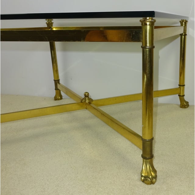 Vintage Square Brass & Glass Claw Foot Table Chairish