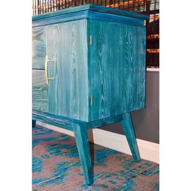 Turquoise MidCentury Cerused Credenza Chairish
