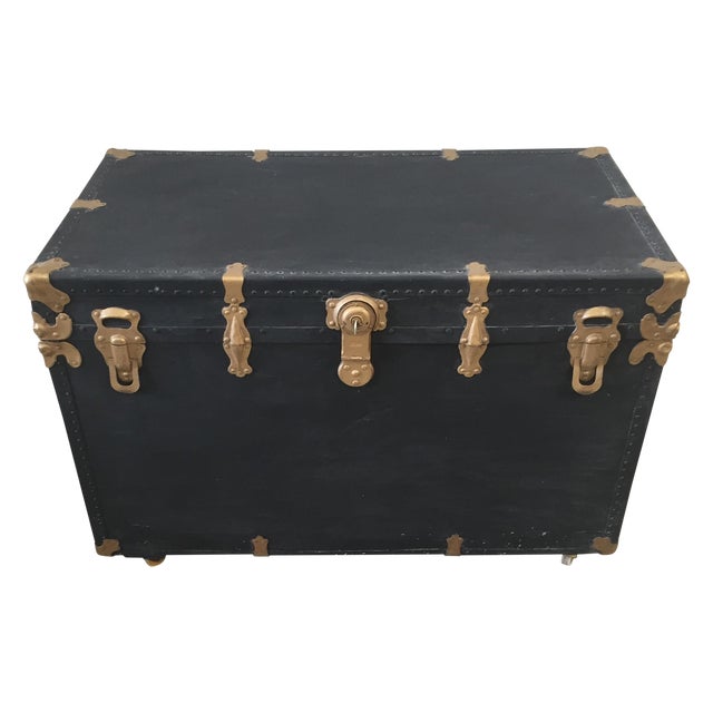 Antique Black Trunk with Brass Hardware Chairish