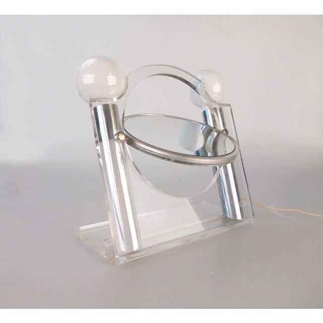Vintage Chrome and Lucite Vanity Mirror With Light Chairish