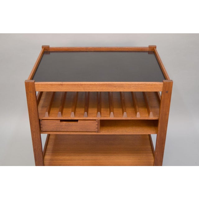 MidCentury Teak Bar Cart With Reversible Serving Tray Chairish