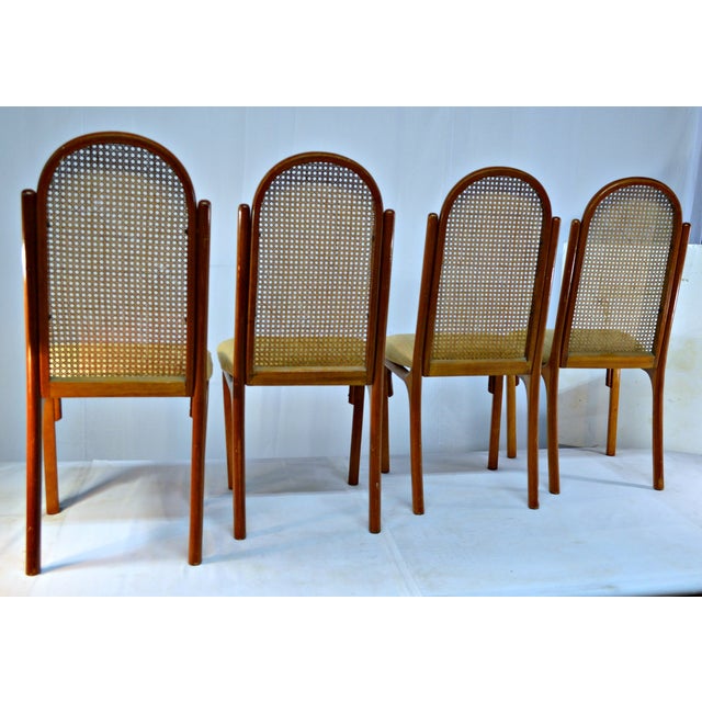 Bentwood Style Cane Back & Upholstered Seat Chairs Set of 4 Chairish