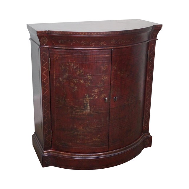 Ethan Allen Chinoiserie Crackle Painted 2 Door Demilune Console Chairish